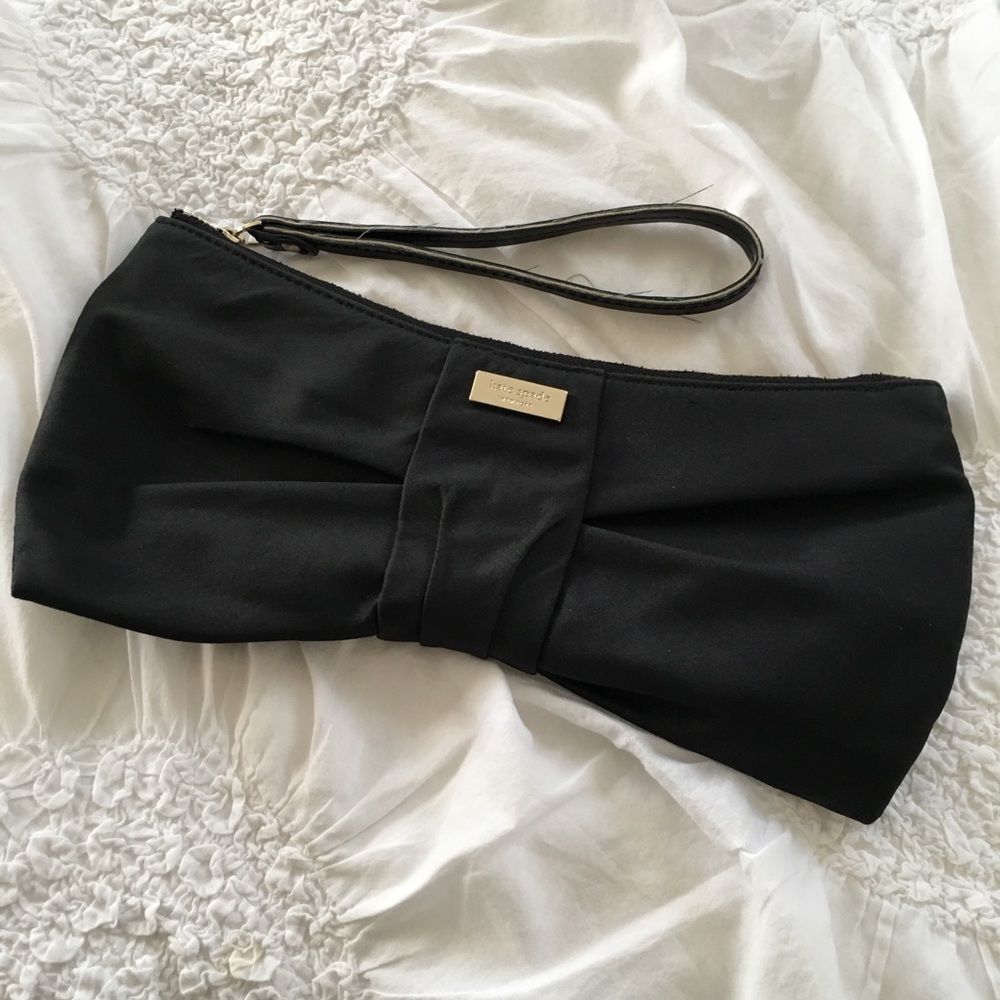 Kate Spade silk clutch/wristlet Black Bow